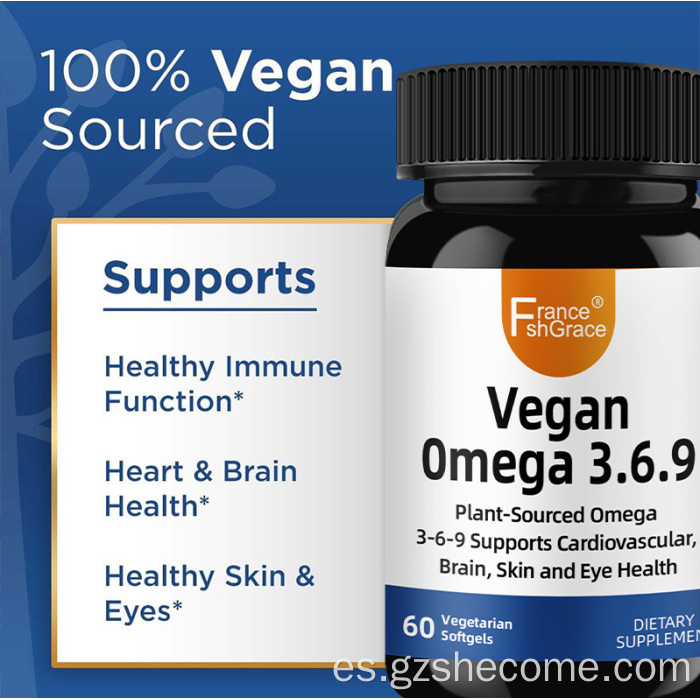 Shecome Vegan Omega 3 6 9 Cápsulas blandas Salud del corazón a base de plantas